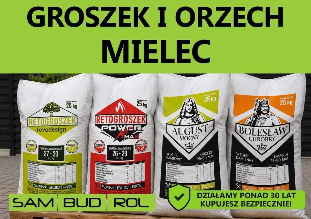 Węgiel groszek, węgiel orzech MIELEC, z dostawą pod dom lub odbiorem osobistym