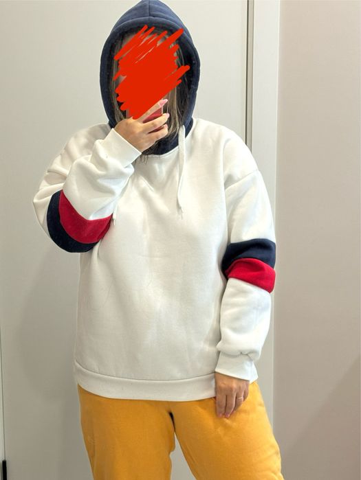 Реглан худі білий з капюшоном толстовка кофта спортивная