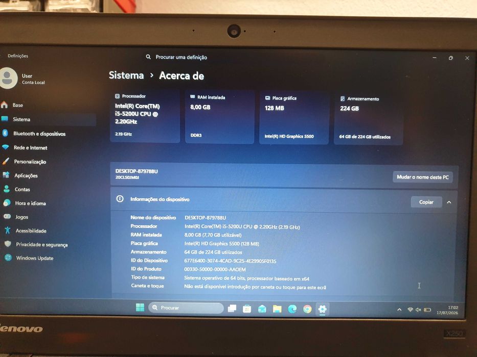 Portátil Lenovo Thinkpad X250 (Recondicionado)