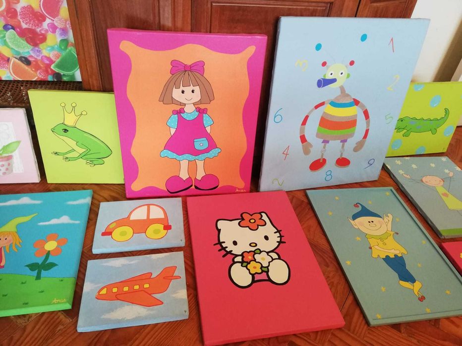 Lote de 13 quadros/ telas pintadas à mão -encerramento de loja NOVOS