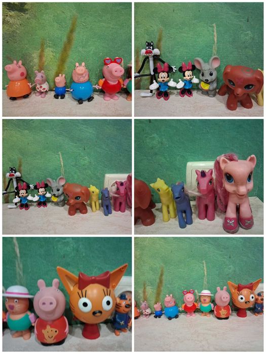 Фігурки Поняшки свинка Пеппа Мінні Маус Три кота Карамелька Джордж
