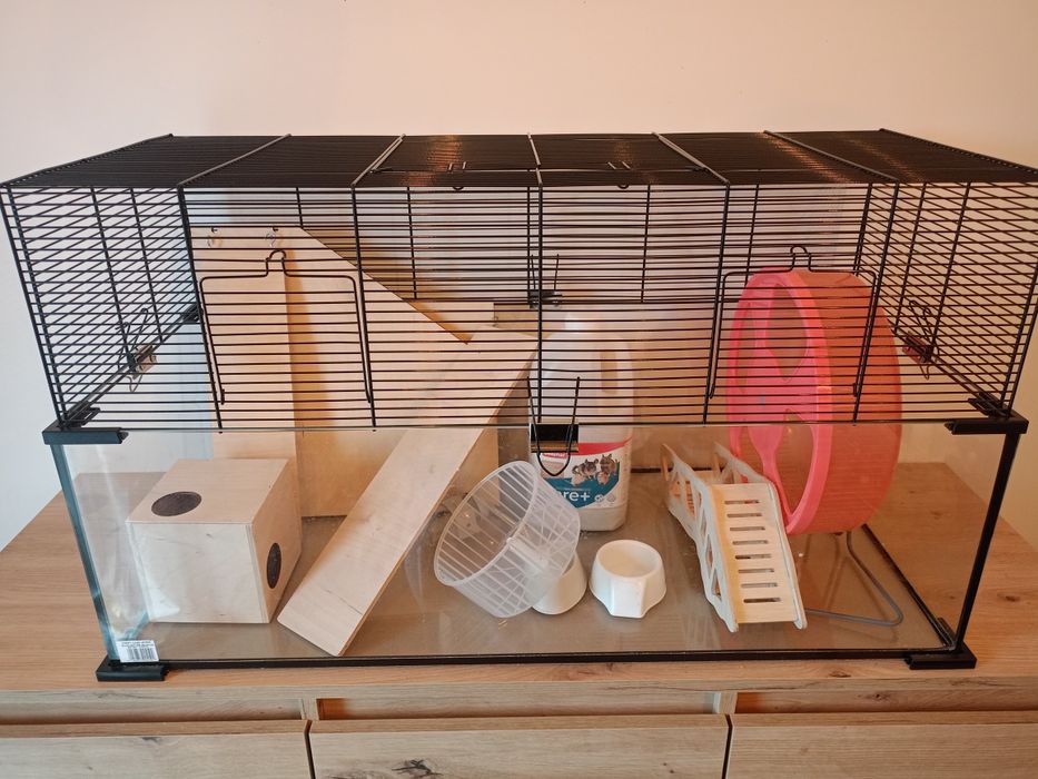 Klatka Comfy Cage Vetro Plus nature + kołowrotek + piasek