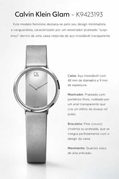 Calvin Klein Glam, especificamente a referência K9423193