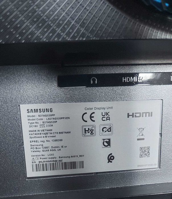 Monitor Samsung 27" Odyssey G5 Model LS27FG500SUXEN