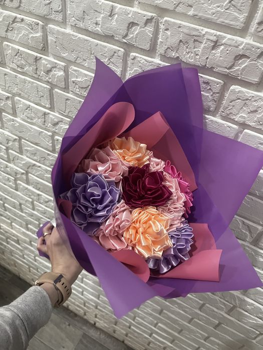 Букети з атласної стрічки/букеты из атласных лент