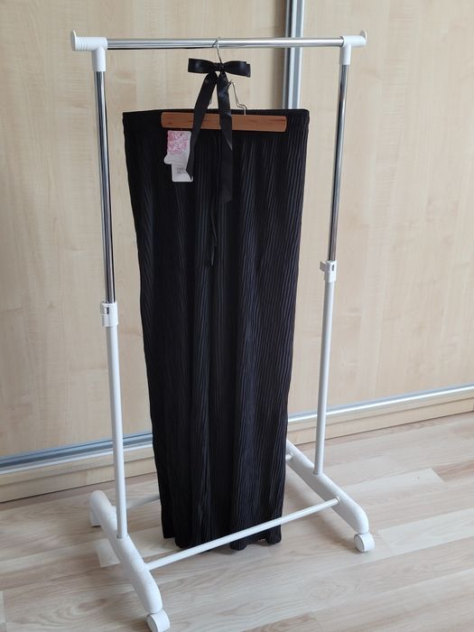 Szerokie spodnie bawełniane z gumką 4XL/5XL czarne plus size