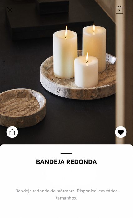 Bandeja Redonda Mármore Zara Home NOVO