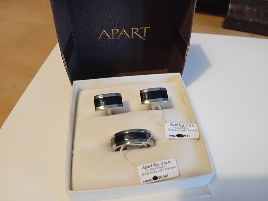 Apart, biżuteria męska, spinki i obrączka "26"
