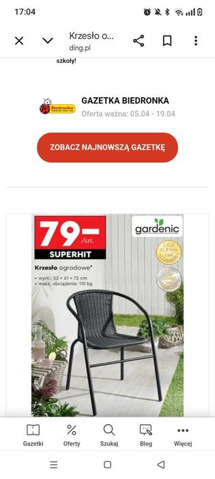 Krzesła ogrodowe nowe