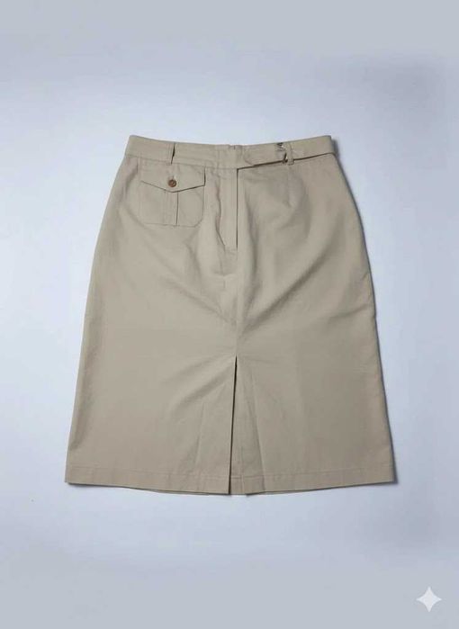 Spódnica damska Hirsch beżowa z paskiem – rozmiar 38 | elegancka midi