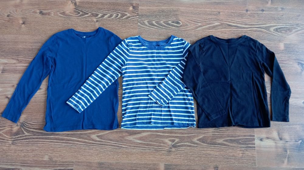 Koszulka H&M r. 122 / 128 długi rękaw chłopięca 3szt.
