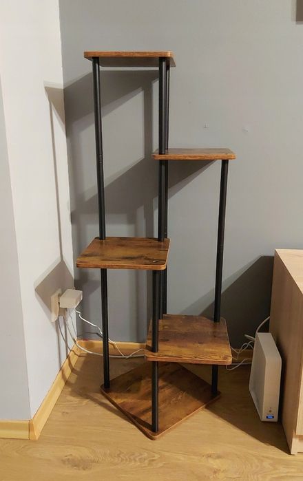 Kwietnik metalowy stojący, 5 poziomów, czarny, styl loft, 107 cm