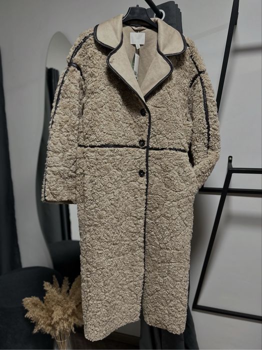 Дублянка подовжена, пальто, шуба тедді H&M