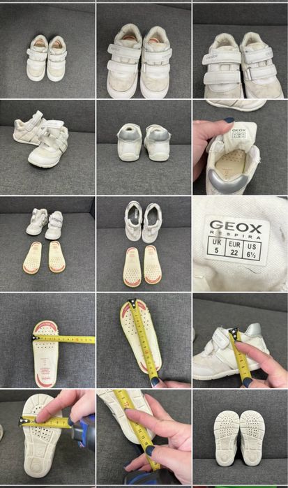 Дитячі кросівки для дівчинки Geox р.22, уст.14см, стопа 12-13,5см білі