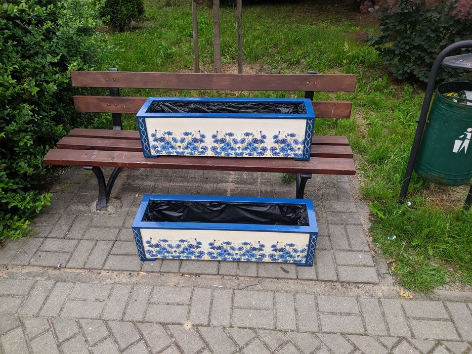 Skrzynki donice drewniane decoupage