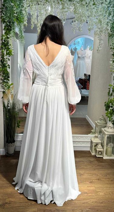 Piękna suknia ślubna Boho 160cm+6cm obcasa, 38/40