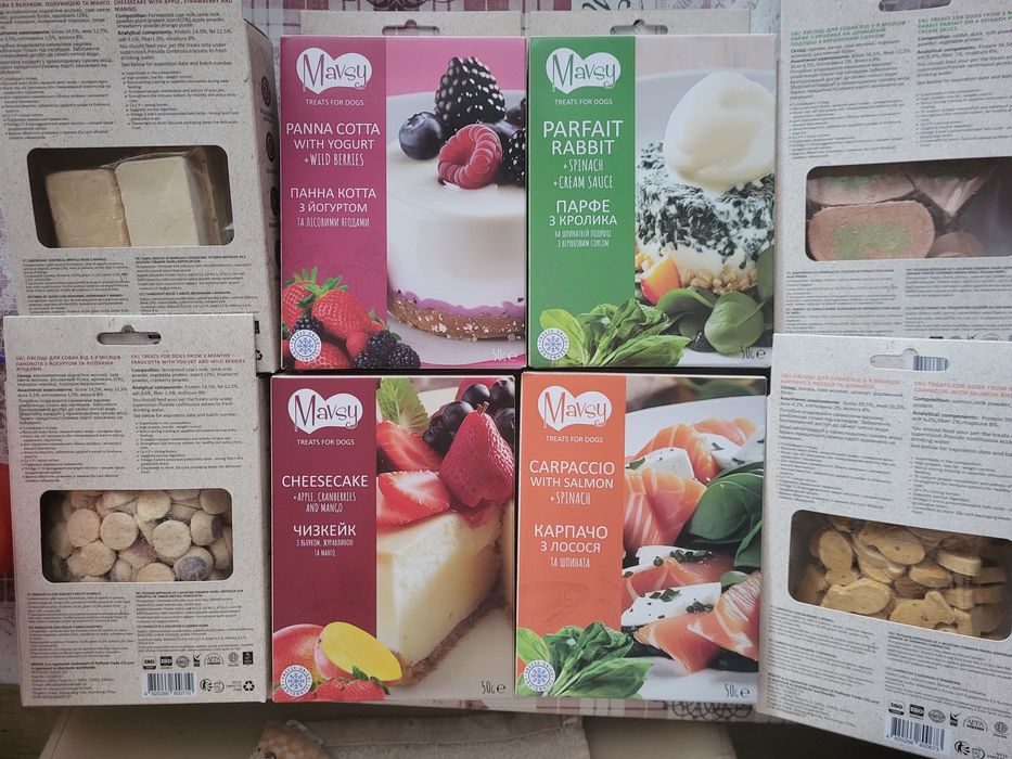 Преміум ласощі для собак Mavsy панна котта чизкейк карпачо з лосося па