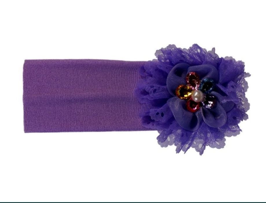 Opaska Bawełna Kwiat Cyrkonie Różne Kolory