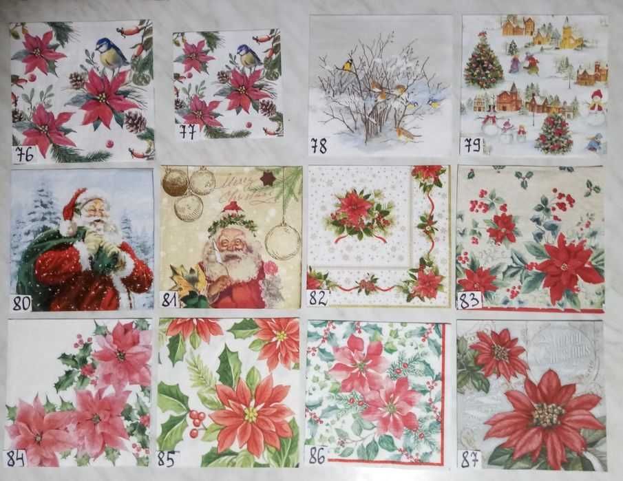 Serwetki decoupage świąteczne, zima, Boże Narodzenie, zestaw E