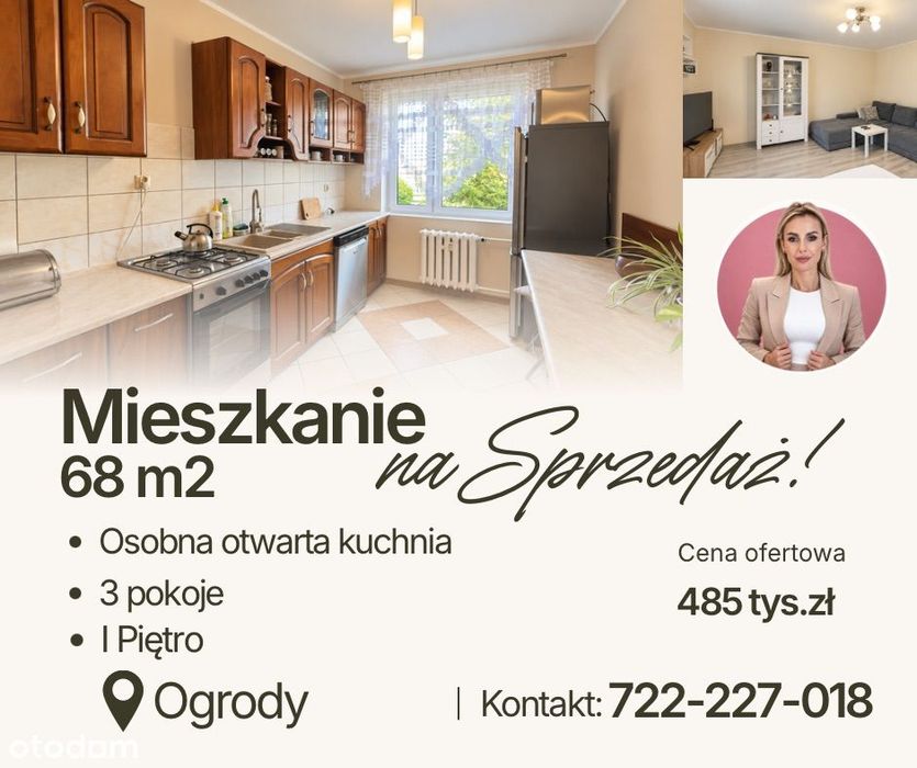 Przestronne I 3 pokoje z dużym balkonem | I piętro | os. Ogrody