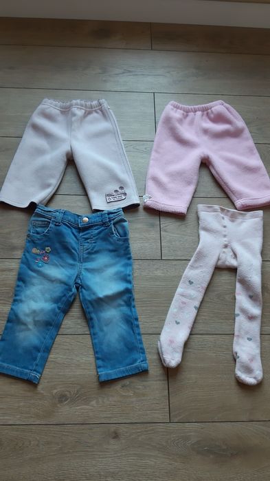 Ciepłe spodenki dla dziewczynki rozm. 68 3 sztuki i rajstopki zima