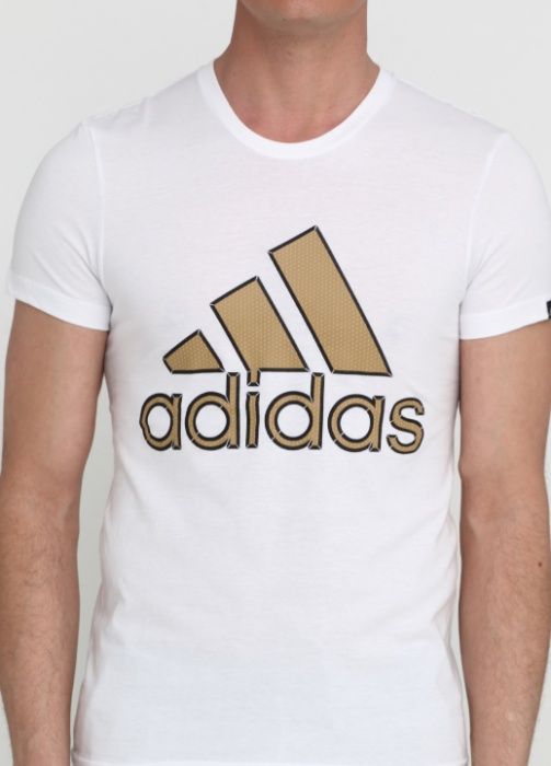 Біла футболка з логотипом тм adidas S/M