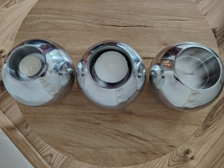Świeczniki aluminiowe Ikea 3 szt.