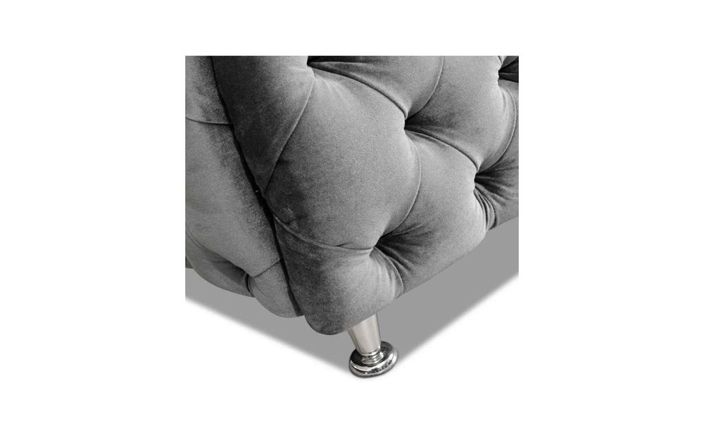 Łóżko Tapicerowane CHESTERFIELD – 160x200 cm w Szarej Ekoskórze