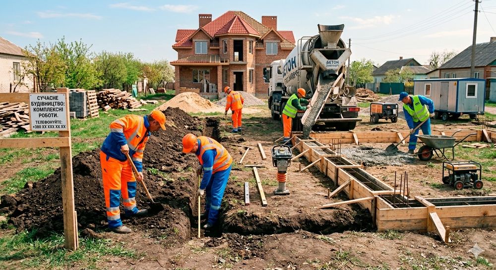 Бетонні та земляні роботи.Копка  траншей,заливка фундаменту.Олександрія