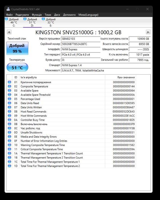 SSD Kingston SNV2S/1000G
