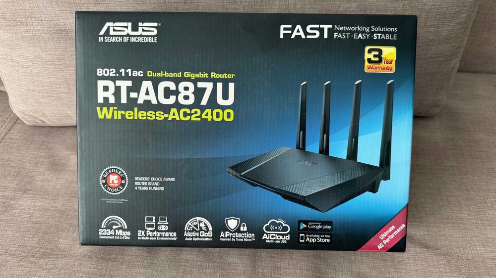 ASUS RT-AC87U AC2400 router Wi‑Fi 5, 4 anteny, Gigabit, komplet