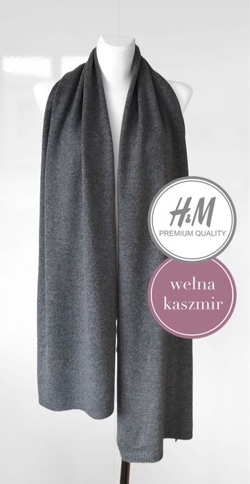 Nowy szalik H&M Premium arket cos wełna wełniany kaszmir szary