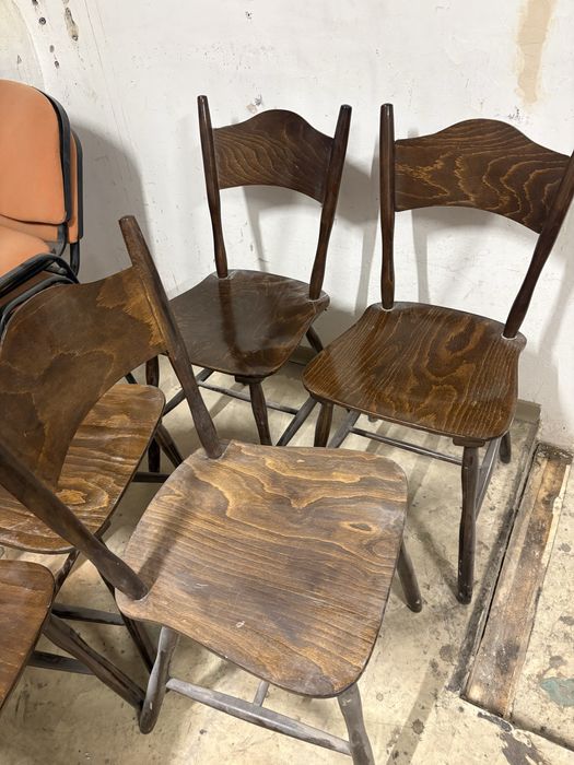 Krzesla patyczaki PRL drewniane -5 szt