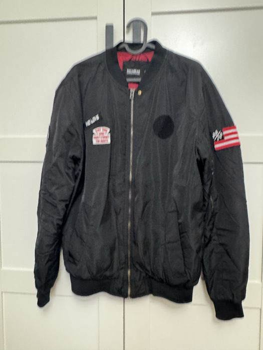 Kurtka męska bomberka XL L - Pull&Bear czarna - naszywki