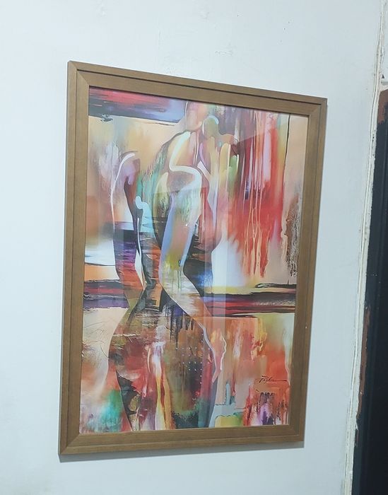 Quadro tela tecido moldura pintura mulher abstrata 57x77 cm