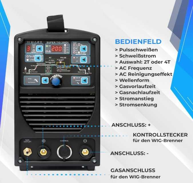 Spawarka TIG AC DC 200A Ipotools Supertig 200DI MMA