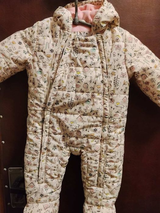 Теплий мякий демісезонний комбінезон для дівчинки на зріст до 80 см