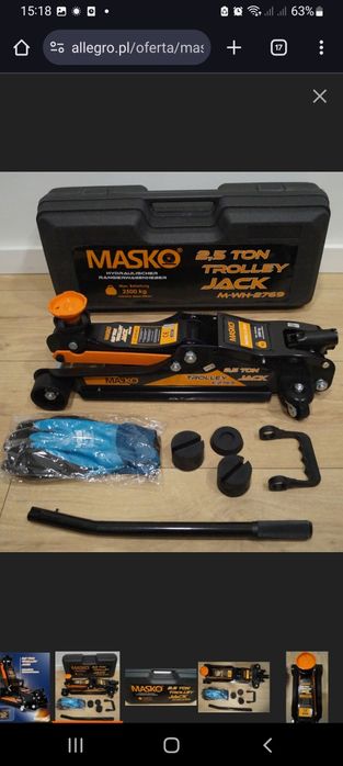 Podnośnik hydrauliczny płask masko i +2x podkładki gumowe + rękawice