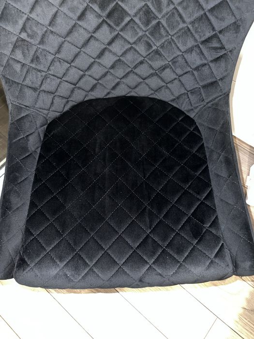 Eleganckie Krzesło Welurowe Czarne | Pikowane | Styl Glamour / Loft