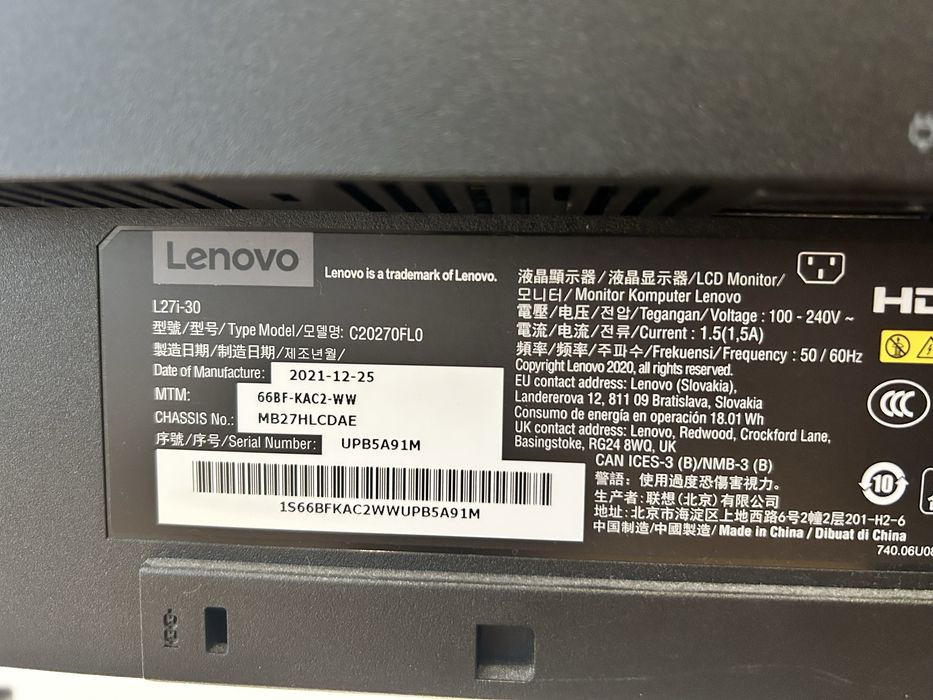 Ecrã Lenovo 27pol.