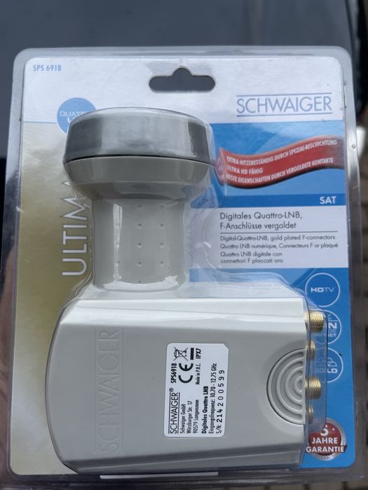 NOWY SCHWAIGER SPS 6918 Quattro LNB konwerter satelitarny HDTV