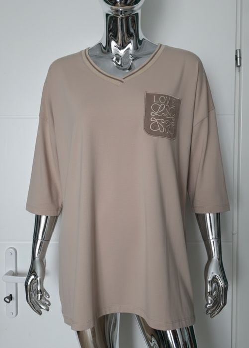 Cudna bawełniana tunika wysoka jakość haft plus size 50 52