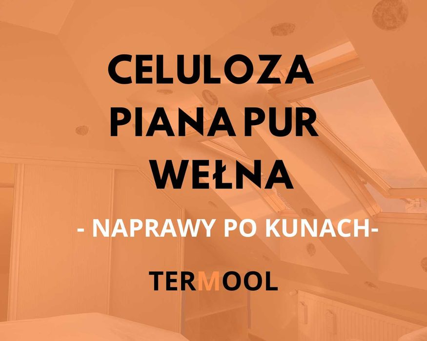 Ocieplanie Wełna Mineralna, Celuloza, Piana PUR - Naprawa szkód po KUNACH, Docieplanie poddaszy bez demontażu zabudowy, Termoizolacja - Cała Polska