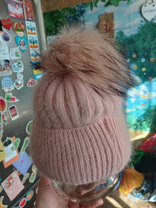 Шапка тепла зимова рожева жіноча