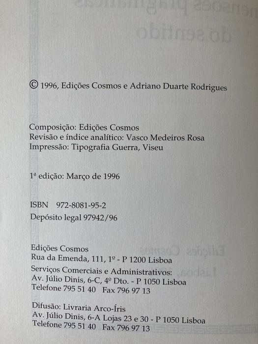 Livro “Dimensões Pragmáticas do Sentido”, de Adriano Duarte Rodrigues