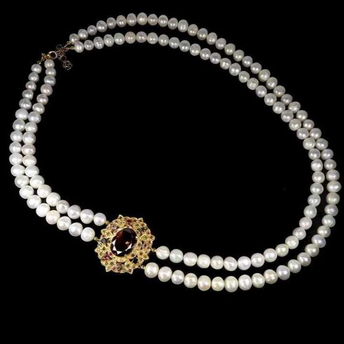 Ожерелье с Жемчугом,Турмалинами и Кварцем.