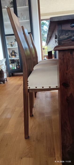 Krzesła do jadalni (drewno - welur) 6 sztuk