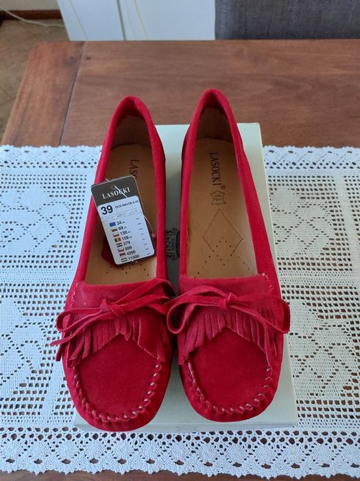 Mokasyny czerwone Lasocki