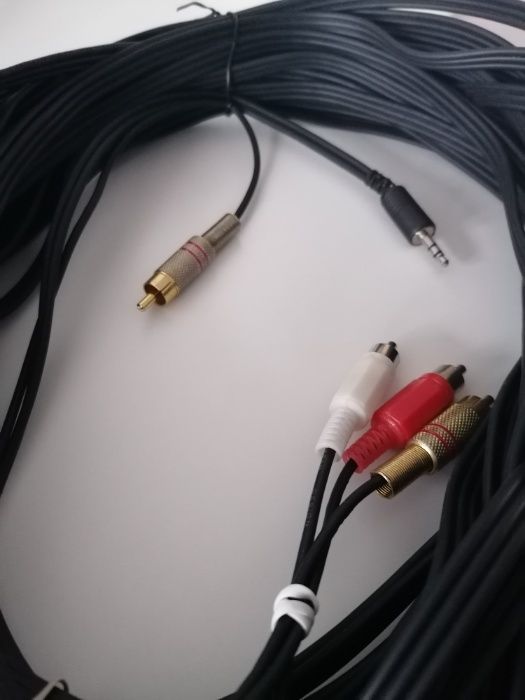Kabel audio video 3x chinch, jack 3,5. +chinch, 15 metrów