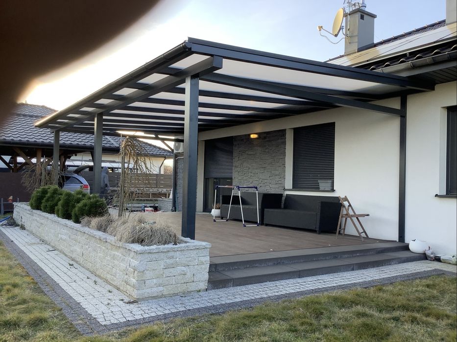 Zadaszenie tarasu, wiata garażowa, pergola, zabudowa szklana.